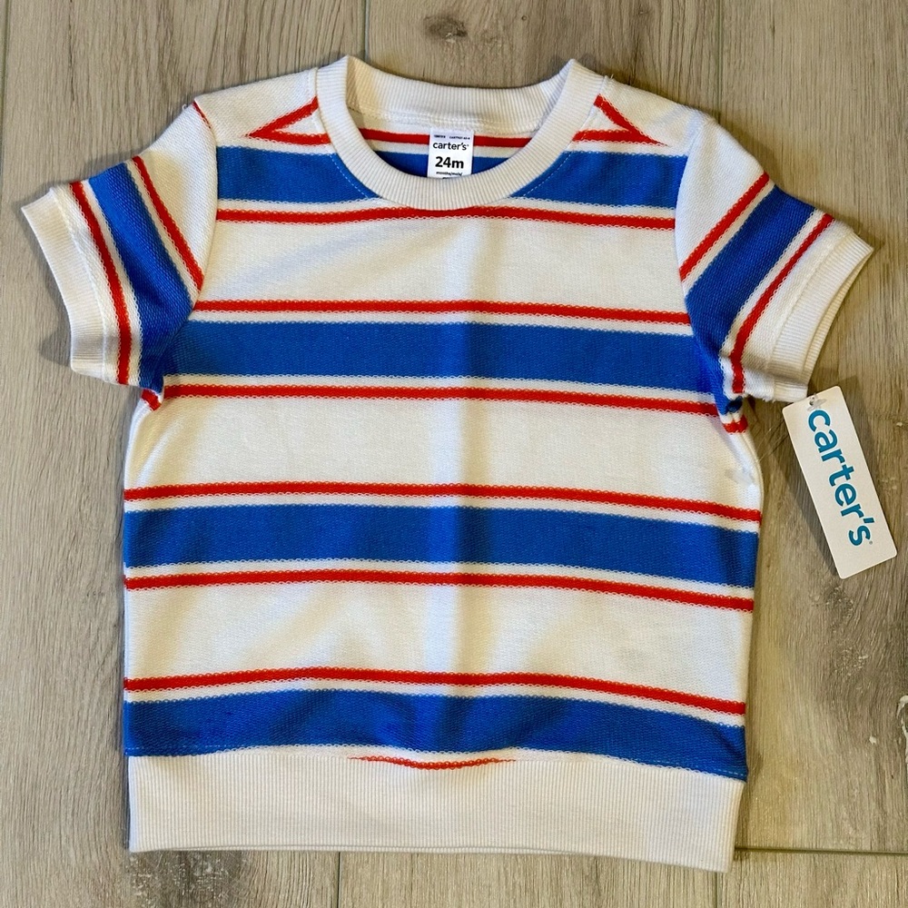 Carter's Short Sleeve Shirt with Blue and Red Stripes